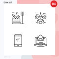 4 User Interface Line Pack of modern Signs and Symbols of base, smart phone, dome, maintenance, android