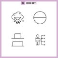 4 User Interface Line Pack of modern Signs and Symbols of cloud, vertical, data, tablet, abilities