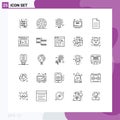 25 User Interface Line Pack of modern Signs and Symbols of data, website, process, booking, search