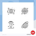 4 User Interface Line Pack of modern Signs and Symbols of dollar, cooking, view, users, cupsakes