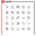25 User Interface Line Pack of modern Signs and Symbols of fashion, beauty, barrier, guarder, earth saving