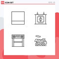 4 User Interface Line Pack of modern Signs and Symbols of grid, goal, game, line, quad