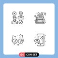 4 User Interface Line Pack of modern Signs and Symbols of group, glasses, good, bag, creative Royalty Free Stock Photo