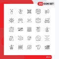 25 User Interface Line Pack of modern Signs and Symbols of heart, journal, marketing, interface, gear