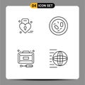 4 User Interface Line Pack of modern Signs and Symbols of louck, development, weding, germ, repairs