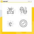 4 User Interface Line Pack of modern Signs and Symbols of mechanical, awareness, system, dessert, hear