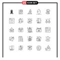 25 User Interface Line Pack of modern Signs and Symbols of mobile, banking, media, lemon, zoom