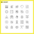 25 User Interface Line Pack of modern Signs and Symbols of server, download, service, data, gree