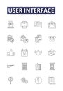 User interface line vector icons and signs. interface, technology, internet, modern, vector, illustration, user,ui Royalty Free Stock Photo