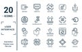 user.interface linear icon set. includes thin line birghtness, sort down, giftbox, checked, navigator, spider web, division icons