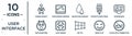 user.interface linear icon set. includes thin line corner widget, navigation arrows, crossroads, loop arrow, video play, cloud