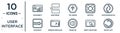 user.interface linear icon set. includes thin line disconnect, top arrow, synchronisation, window scrolling right, direct