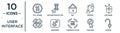 user.interface linear icon set. includes thin line full screen, mic, lightining, bookmark, vigilance, cursor, icons for report,