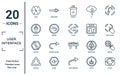 user.interface linear icon set. includes thin line hour, envelope, history, enlarge, pause, close, remove icons for report,