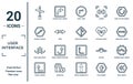 user.interface linear icon set. includes thin line road, squiggly arrow, hand and sprout, turn up arrow, back arrow, deviation