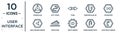 user.interface linear icon set. includes thin line triangular, turn, crossover, evolution, down arrow with broken lines, loop Royalty Free Stock Photo