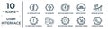 user.interface linear icon set. includes thin line up arrow with ray tracing, circular arrow clock, increase success, back up,