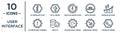 user.interface linear icon set. includes thin line up arrow with ray tracing, circular arrow clock, increase success, back up,