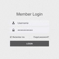 User Interface Member Login - Vector Illustration - Isolated On Transparent Background
