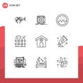 9 User Interface Outline Pack of modern Signs and Symbols of city, fence, problem, farming, food