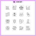 16 User Interface Outline Pack of modern Signs and Symbols of import, stats, ubicomp, statistics, concept Royalty Free Stock Photo