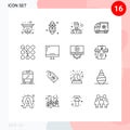 16 User Interface Outline Pack of modern Signs and Symbols of van, medical, festival, truck, people