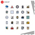 User Interface Pack of 25 Basic Filled line Flat Colors of celebrate, storage, basic, stick, memory