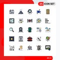 User Interface Pack of 25 Basic Filled line Flat Colors of cell, right, safety, forward, wedding Royalty Free Stock Photo