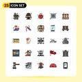 User Interface Pack of 25 Basic Filled line Flat Colors of fan, computer, food, spring, ladybug