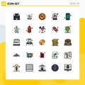 User Interface Pack of 25 Basic Filled line Flat Colors of location, cup, flag, coffee, advertising