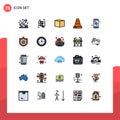 User Interface Pack of 25 Basic Filled line Flat Colors of service, mobile, box, forecast, construction