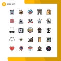 User Interface Pack of 25 Basic Filled line Flat Colors of shop, institute building, discount, building, map