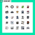 User Interface Pack of 25 Basic Filled line Flat Colors of unsafe, public, coffee, fry, breakfast