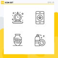 User Interface Pack of 4 Basic Filledline Flat Colors of alarm, phone, retro, devices, ancient jar