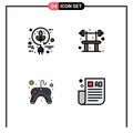 User Interface Pack of 4 Basic Filledline Flat Colors of bio, controller, green, fitness, video game