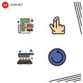 User Interface Pack of 4 Basic Filledline Flat Colors of breakfast, cooking, newspaper, hand, fry