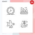 User Interface Pack of 4 Basic Filledline Flat Colors of clock, transport, breakfast, flight, hand