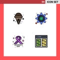 User Interface Pack of 4 Basic Filledline Flat Colors of cone, day, accept, gear, columns