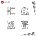 User Interface Pack of 4 Basic Filledline Flat Colors of connect, moon, bag, shopping, badminton