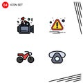 User Interface Pack of 4 Basic Filledline Flat Colors of love, motorcycle, wedding, error, call