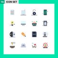 User Interface Pack of 16 Basic Flat Colors of computer, green, padlock, environment, control