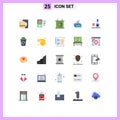 User Interface Pack of 25 Basic Flat Colors of glass, drink, game, money, election