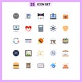 25 Thematic Vector Flat Colors and Editable Symbols of laptop, idea, study, design, multimedia
