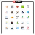 User Interface Pack of 25 Basic Flat Colors of mobile, encryption, server, money, cash