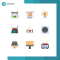 User Interface Pack of 9 Basic Flat Colors of product, paper, bulb, calendar, tips