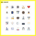User Interface Pack of 25 Basic Flat Colors of secure, parking, atom, transport, network