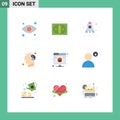 Pack of 9 Modern Flat Colors Signs and Symbols for Web Print Media such as server, database, launch, backup, relax