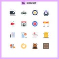 User Interface Pack of 16 Basic Flat Colors of show, right, star, forward, email