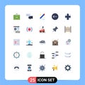 User Interface Pack of 25 Basic Flat Colors of web, shield, pencil, security, direction