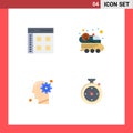 User Interface Pack of 4 Basic Flat Icons of app, head, user, space, mind Royalty Free Stock Photo